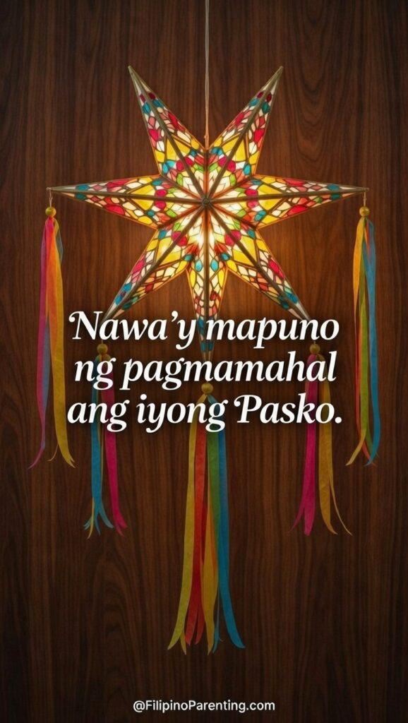 Maligayang Pasko Greetings: 50 Heartfelt Tagalog Ways to Say Merry Christmas Traditional stained-glass Parol star lantern on a wood background for Maligayang Pasko greetings and heartfelt Filipino holiday traditions.