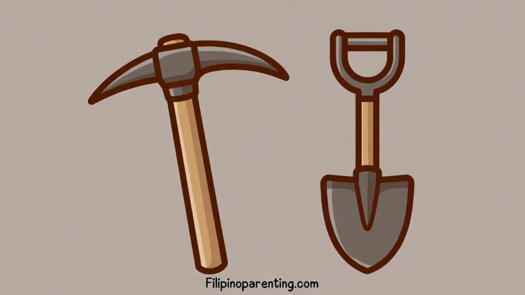 Minecraft Tagalog Words: 20 Essential Terms for Families & Young Players Minecraft Tagalog words: A stylized vector illustration of a pixelated blue diamond and a brown pickaxe (picos) on a blocky background.