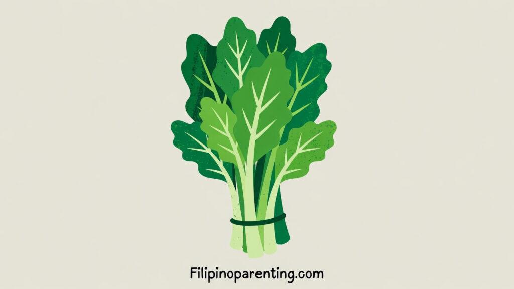 Mustasa (Mustard Greens in Tagalog): 5 Key Facts, Benefits & Easy Filipino Recipes Mustard Greens in Tagalog: A stylized vector illustration of a fresh bundle of green mustard leaves, known locally as Mustasa.