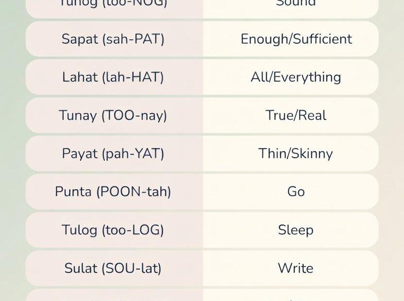 Filipino 5 letter words nature and daily life vocabulary printable worksheet