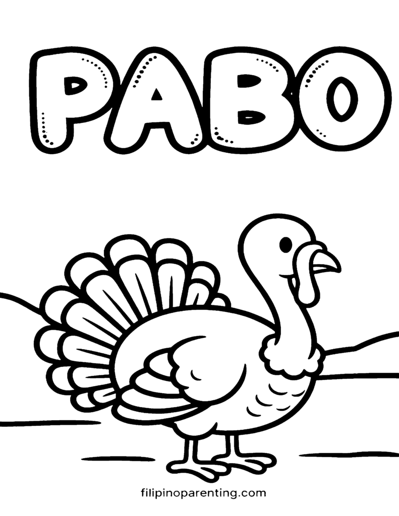 16 Free Philippine Bird (Ibon) Coloring Pages: Ultimate Heritage Guide Printable Pabo (Turkey) Tagalog vocabulary coloring page for families and language learners.