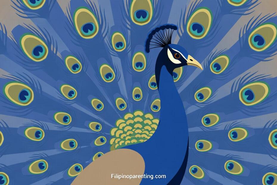 Peacock in Tagalog paboreal bird illustration