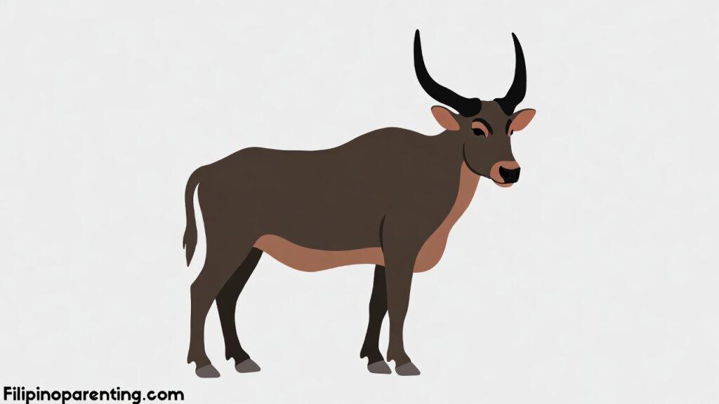 15 Remarkable Philippine Animals: A Fascinating Guide for Families Illustration of a Philippine tamaraw or Mindoro dwarf buffalo with distinct V-shaped horns.