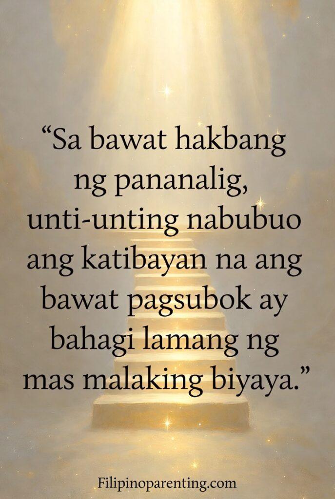 Pinoy Tagalog Quotes Trusting the Journey Faith: 5 Sacred Truths A glowing path forming step by step, symbolizing faith and grace, with a Tagalog quote.