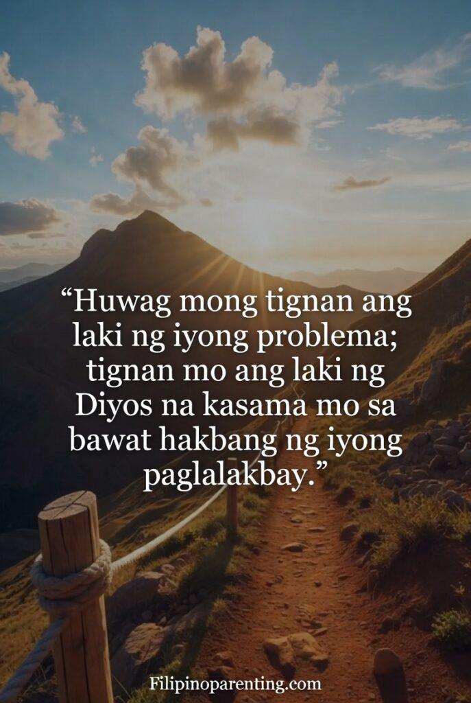 Powerful Tagalog Quotes Spiritual Strength Boost: 5 Unstoppable Truths Filipino inspirational image about trusting God more than problems.