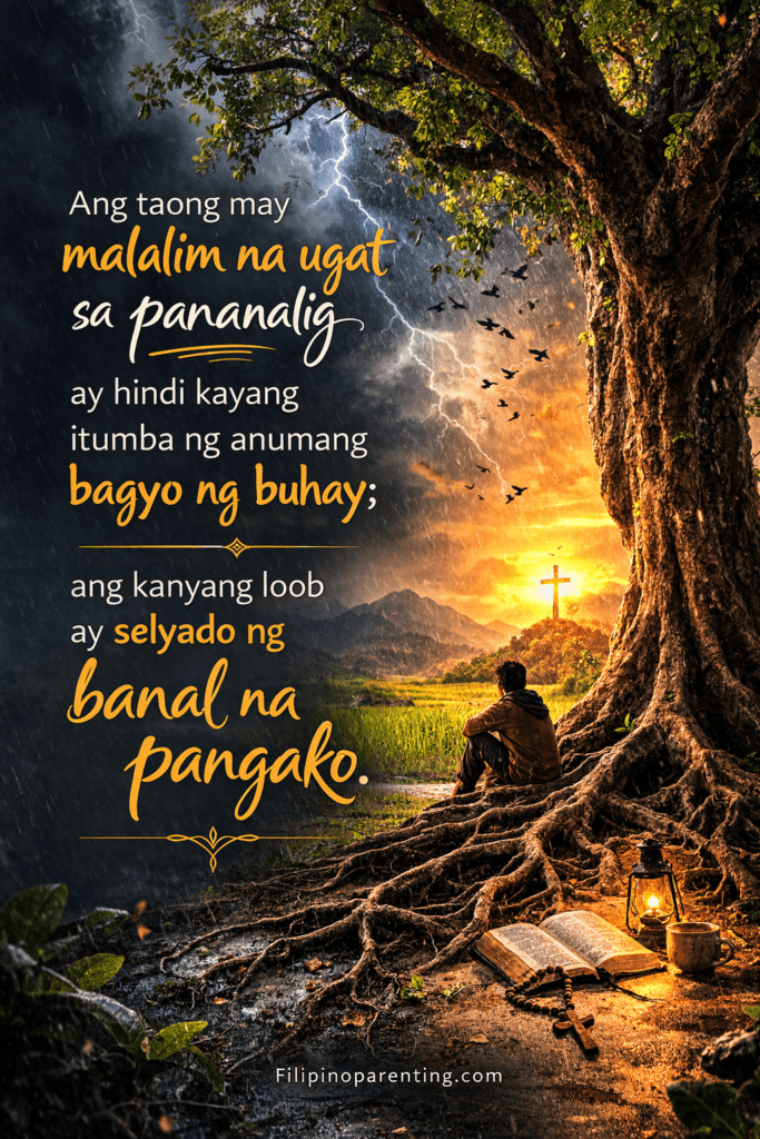 Powerful Tagalog Quotes Spiritual Strength Boost: 5 Unstoppable Truths Image of a deeply rooted tree symbolizing strong Filipino faith.