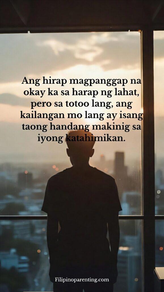 Relatable Tagalog Quotes for Everyday Life Emotions: 5 Powerful Truths A silhouette of a person looking out at a calm city skyline during twilight.