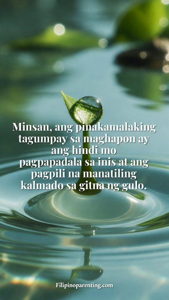 Relatable Tagalog Quotes for Everyday Life Emotions: 5 Powerful Truths A close-up of calm water ripples or a green leaf with a single water droplet.