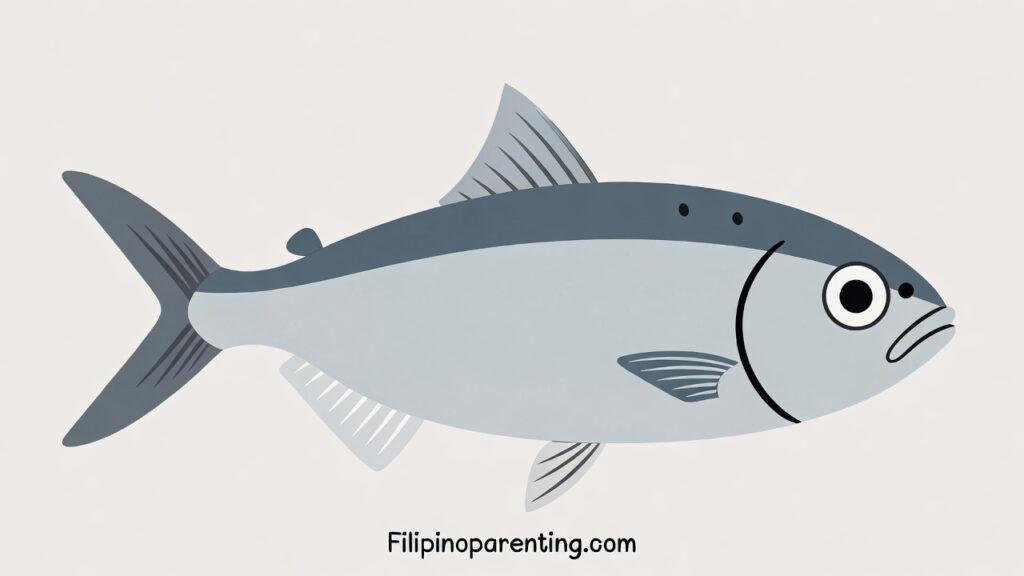 Round Scad in Tagalog (Galunggong): Master 12 Essential Example Sentences for Amazing Budget Seafood Meals A clean illustration of a Round Scad in Tagalog known as Galunggong