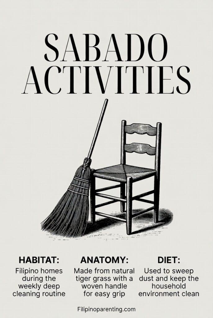 Saturday in Tagalog (Sabado): 20+ Essential Greetings, Meanings & Family Traditions for the Weekend Simple anatomical poster of a Saturday in Tagalog cleaning tool with habitat and diet facts.