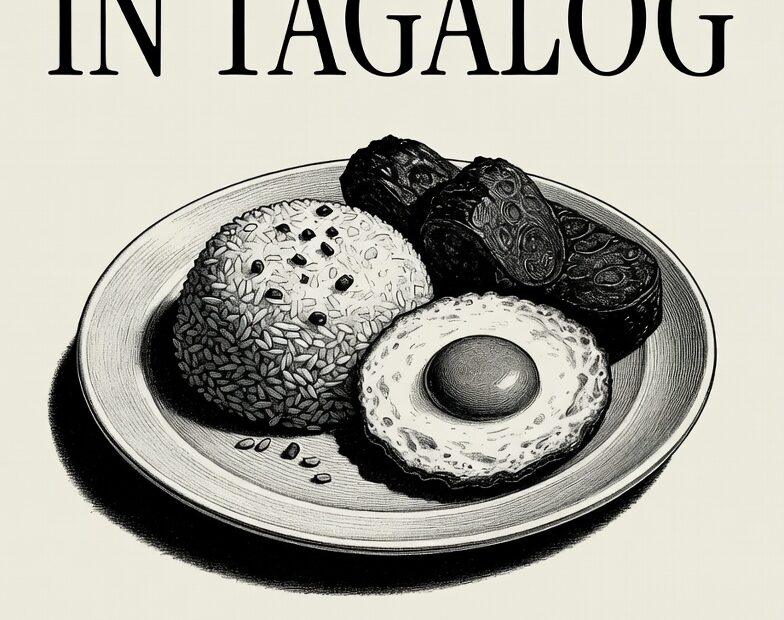 Simple anatomical poster of a Saturday in Tagalog breakfast with habitat and diet facts.