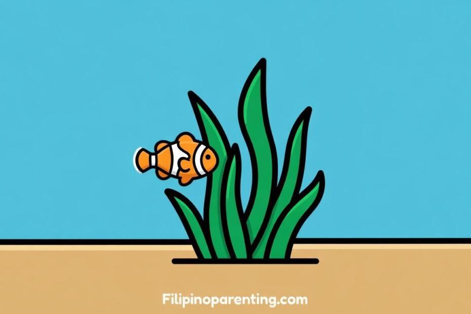 Seagrass in Tagalog damong-dagat flat vector illustration