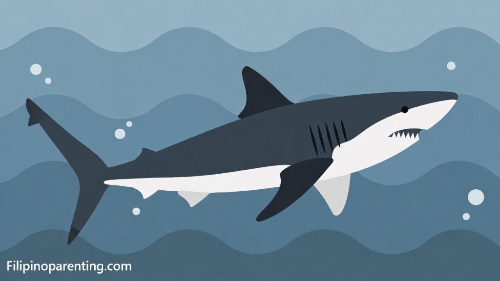 Shark in Tagalog (Pating): Master 12 Powerful Example Sentences for Epic Reef Adventures A simple flat color illustration of a Shark in Tagalog called pating