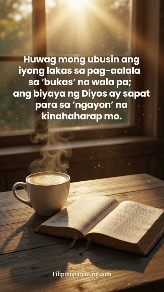 Tagalog Christian Wisdom Navigating Uncertainty: 5 Unshakeable Truths A close-up of a small sprout growing through a crack in a stone under a warm morning sun.