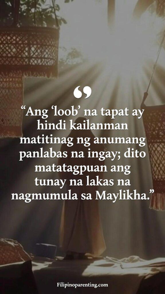 Tagalog Expressions Heart Depth Soul: 5 Inspiring Unshakeable Truths Inspirational vertical image about inner strength and “loob,” with soft light and Filipino cultural textures.