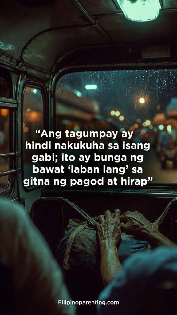 Tagalog Motivation Quotes Laban Lang Keep Going: 5 Tenacious Daily Truths A photo of a weary commuter’s hands on a jeepney window, illustrating endurance in hardship.
