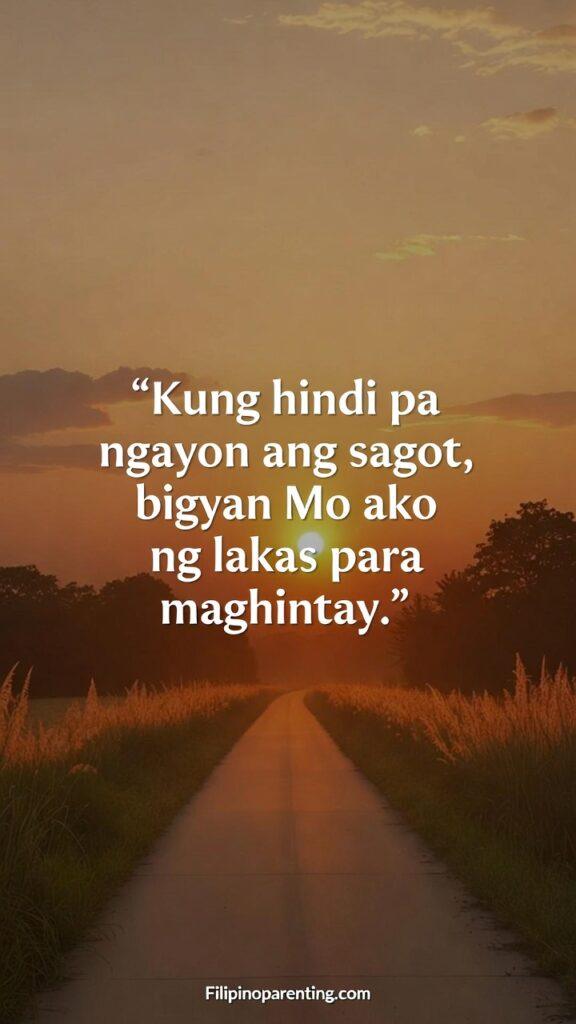 Tagalog Prayers for Trust and Patience: 5 Miraculous Truths for Calm A sunset path symbolizing patience, with a Tagalog prayer about waiting for God’s timing.