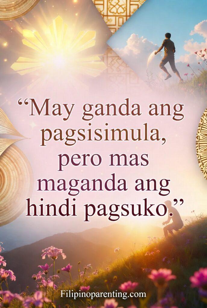 Tagalog Quotes About Inspiration: 5 Unstoppable Truths for Your Soul Inspirational Filipino poster with Tagalog quote about perseverance.