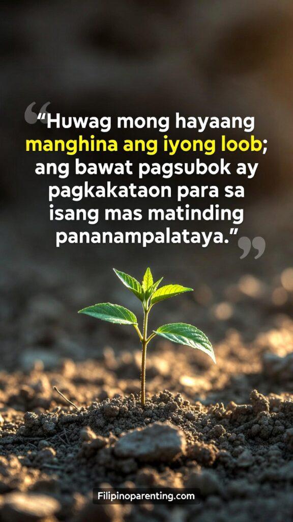 Tagalog Quotes Faith Strengthen Your Soul: 5 Unshakeable Truths Close up of a small green plant growing through a crack in a dry, parched desert floor.