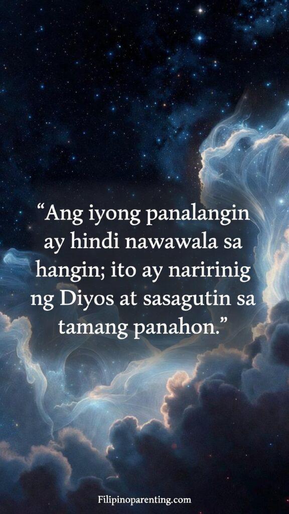 Tagalog Quotes Faith Strengthen Your Soul: 5 Unshakeable Truths A person’s hands held open toward a starry night sky with a soft glowing light.
