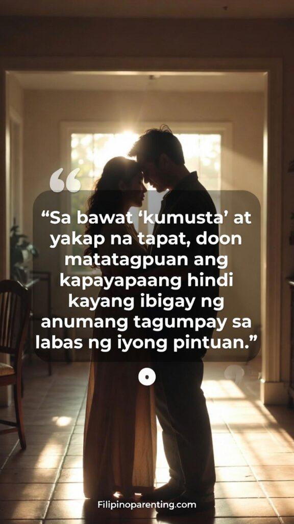 Tagalog Quotes Finding Sanctuary Love Rest: 5 Sacred Truths A close-up of two hands gently holding each other near a doorway, with soft sunlight streaming in.