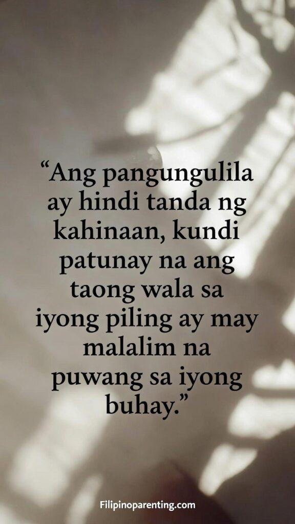 Tagalog Quotes Longing Absence Missing Someone: 5 Unforgettable Truths A reflective vertical artwork symbolizing emotional depth and longing, with a Tagalog quote about the meaning of absence.