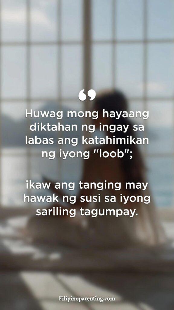 Tagalog Quotes Maniwala Ka Confidence Courage: 5 Unstoppable Truths Peaceful minimalist scene with a Tagalog quote about inner calm and self-direction.