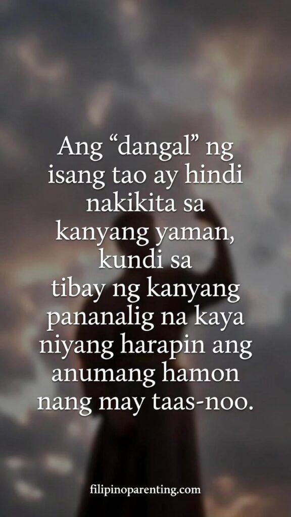 Tagalog Quotes Maniwala Ka Confidence Courage: 5 Unstoppable Truths Silhouette standing tall with a Tagalog quote about honor and inner faith.