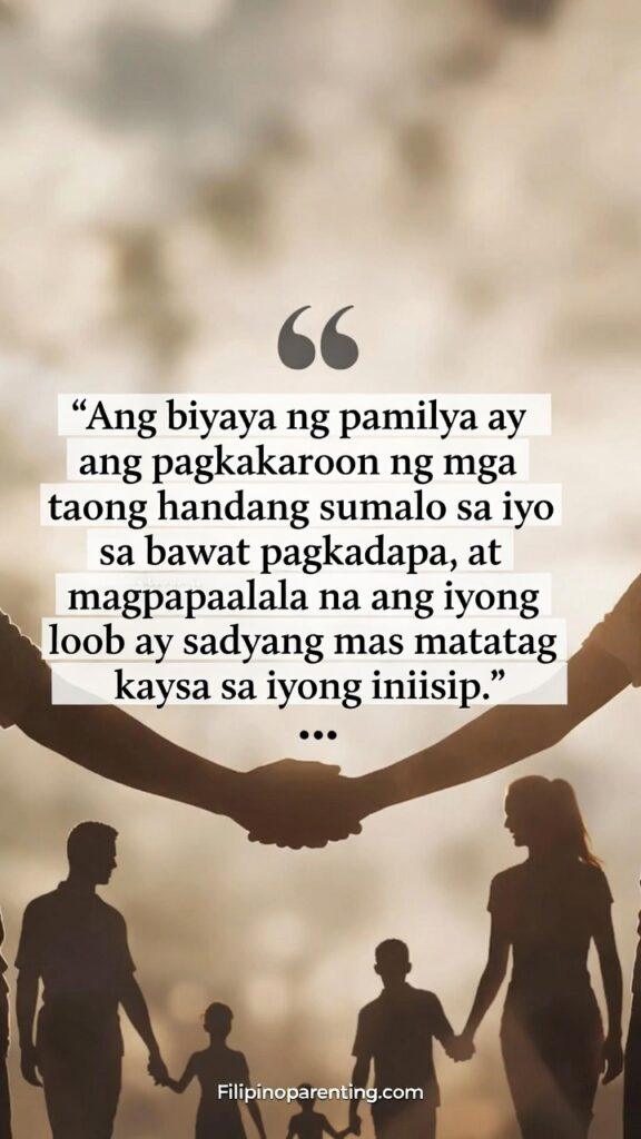 Tagalog Quotes Tahanan ng Puso Family Love Strength: 5 Unbreakable Truths Symbolic hands supporting each other with a Tagalog quote about family as a blessing of strength.