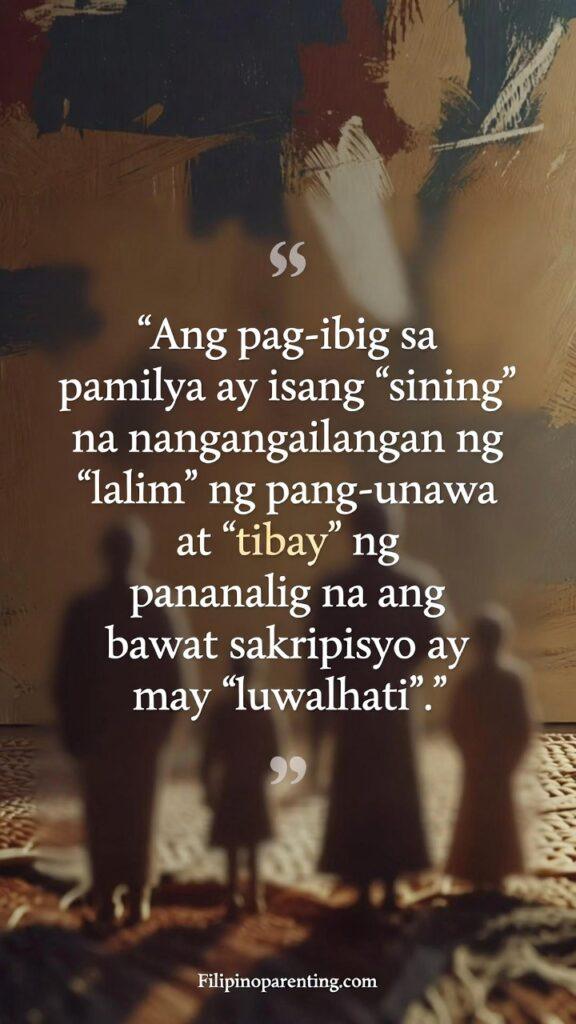 Tagalog Quotes Tahanan ng Puso Family Love Strength: 5 Unbreakable Truths Artistic Filipino-inspired background with a Tagalog quote about the art of loving family.