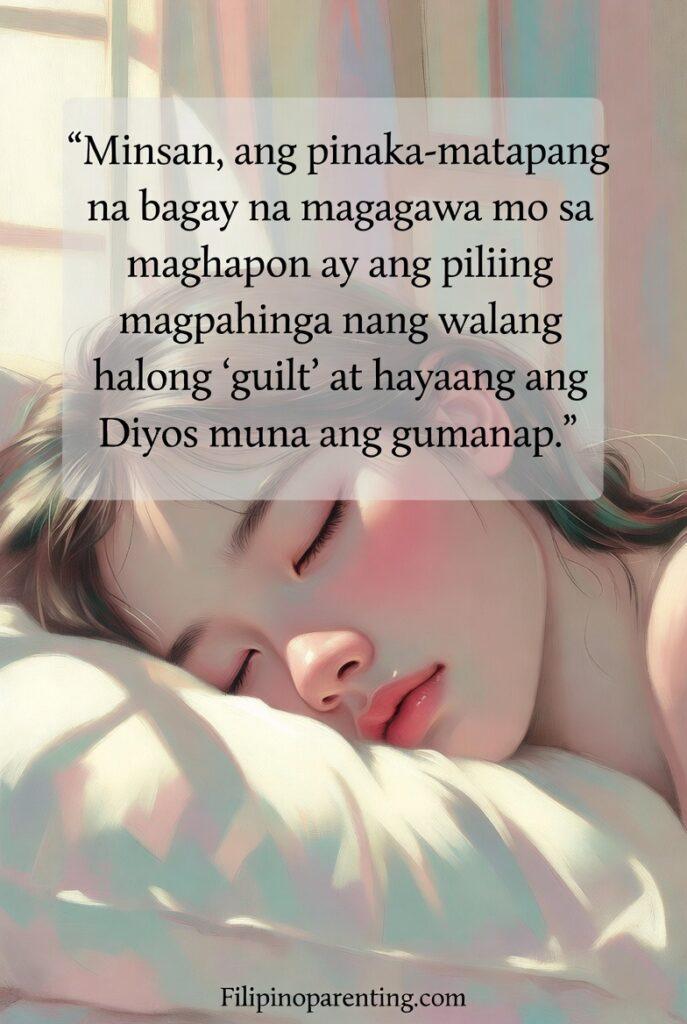 Tagalog Quotes When Life Feels Heavy Tired Heart: 5 Unshakable Truths A peaceful morning rest scene symbolizing trust and surrender to God.