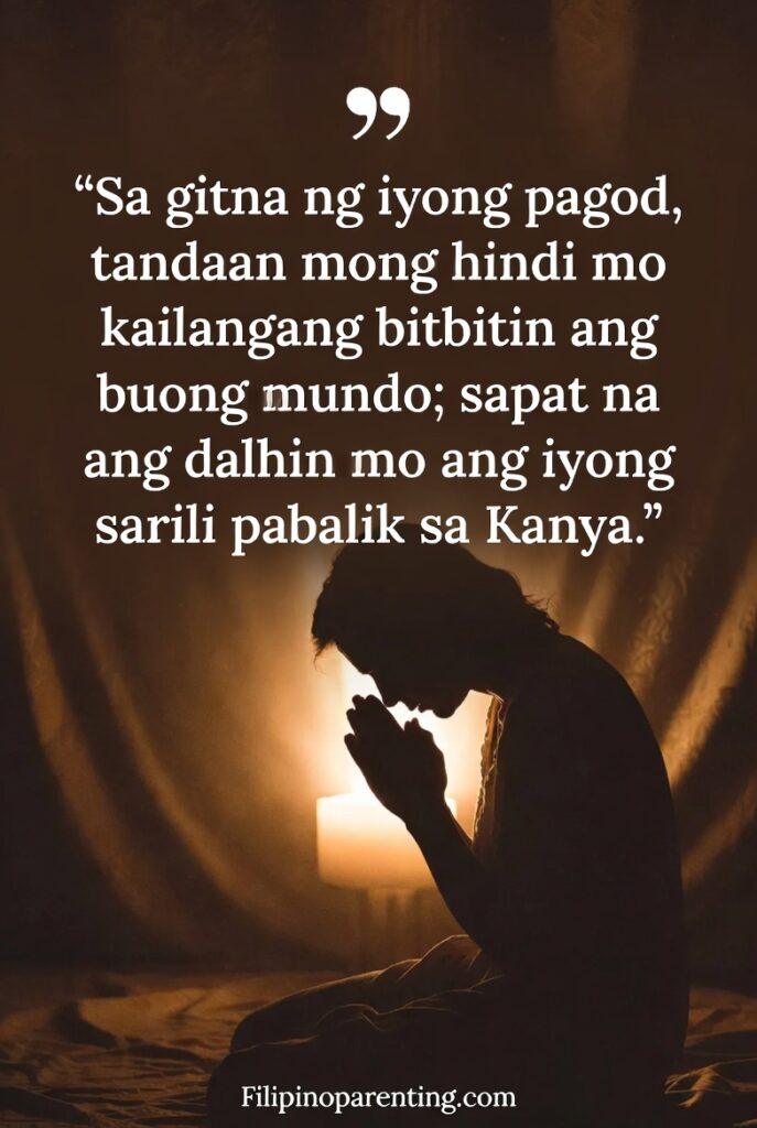 Tagalog Quotes When Life Feels Heavy Tired Heart: 5 Unshakable Truths A quiet prayerful moment symbolizing surrender and returning to God.