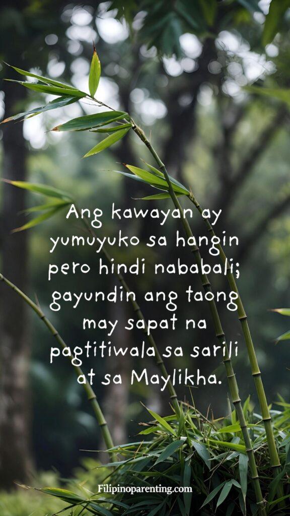 Tagalog Quotes for Inner Resilience and Strength: 5 Unshakeable Truths A close-up of green bamboo stalks swaying gracefully in a heavy wind.