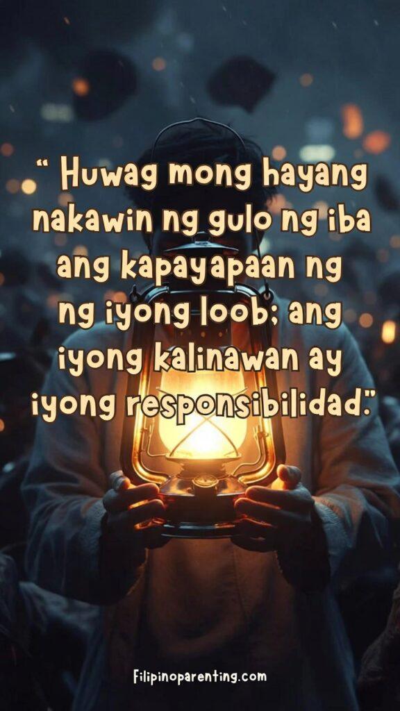 Tagalog Sayings Finding Calm Stillness Clarity: 5 Infinite Truths A person holding a glowing lantern close, symbolizing protection of inner peace.