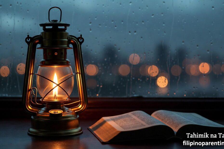 A steady lantern light representing Tagalog prayers for trust and patience.