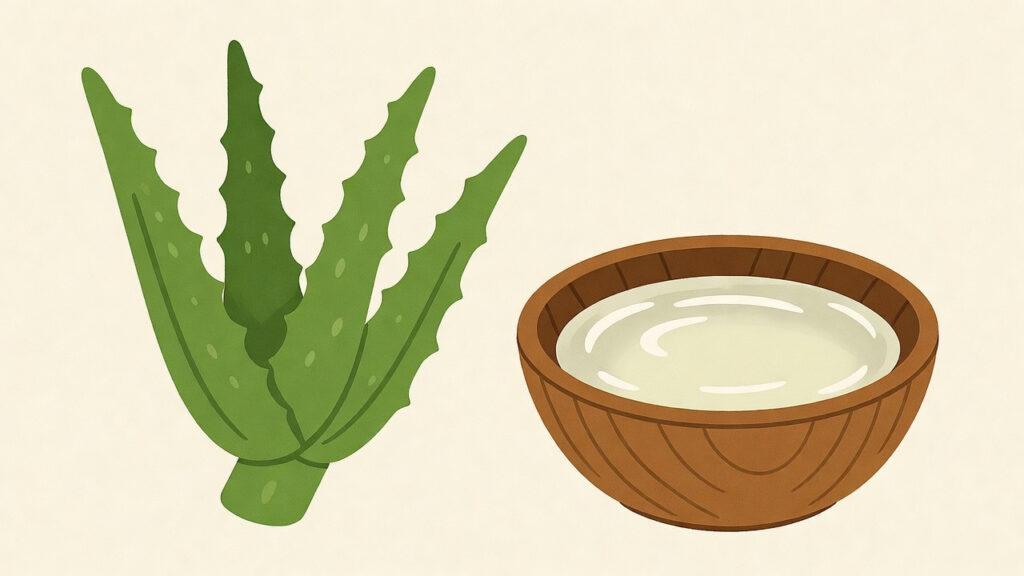 Tagalog Skincare Routine Words: 10 Essential Terms for a Natural Pinoy Glow Tagalog skincare routine words: An illustration of an Aloe Vera plant and a bowl of clear natural gel used for traditional Filipino beauty treatments.