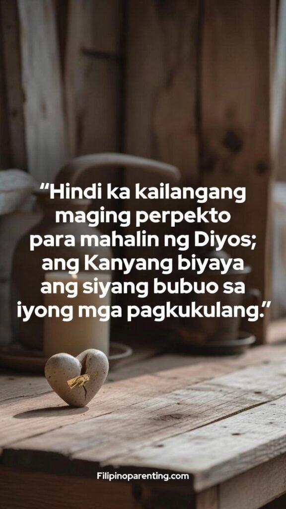 Uplifting Tagalog Quotes God’s Unfailing Love Grace: 5 Unstoppable Truths A warm, overhead shot of a person’s hands holding a cracked ceramic bowl filled with gold, representing kintsugi.