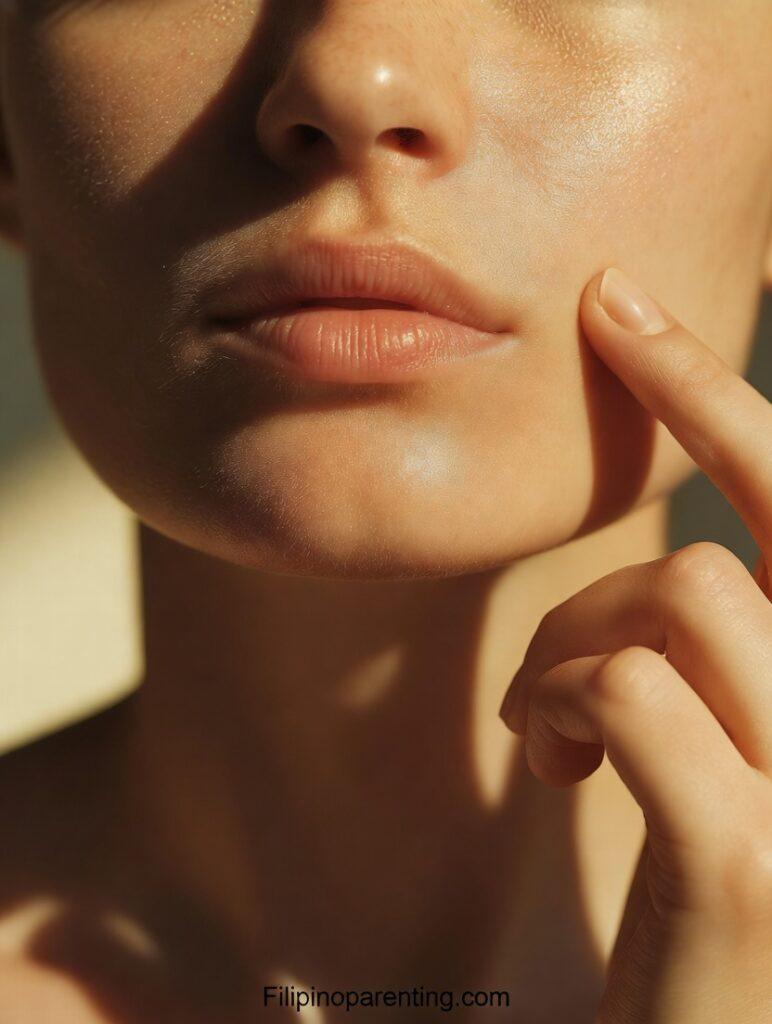 10 Facts About Chin in Tagalog (Baba) for Success in Health A person touching their chin in Tagalog baba area during a beauty routine