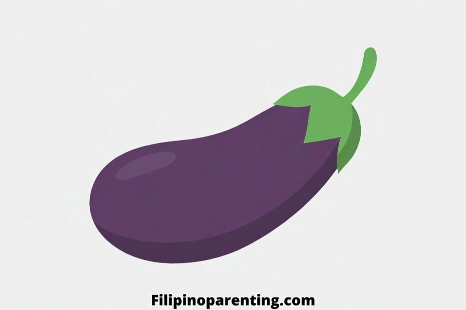 Eggplant in Tagalog: A stylized vector illustration of a whole purple eggplant, known locally as Talong.