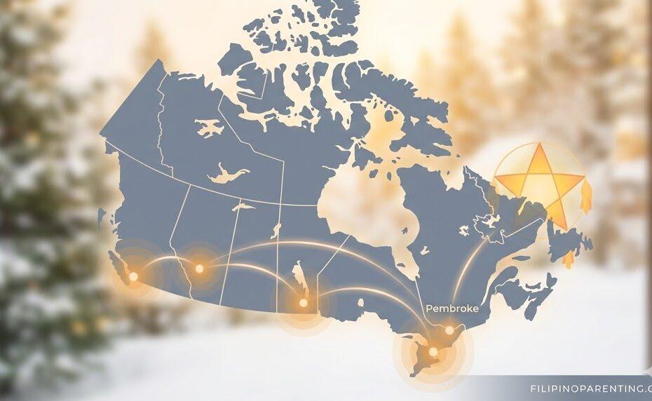 Map showing the growth of Filipino communities Canada across the Prairies and Ontario.
