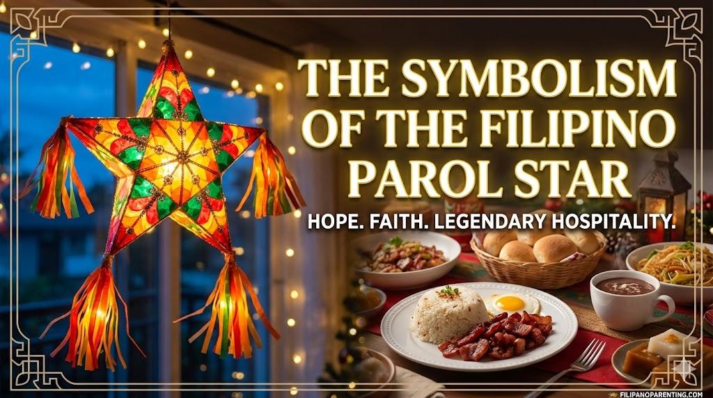 The Resilient Filipino Parol Star: 5 Essential Facts About Our Most Iconic Symbol A glowing Filipino parol star lantern hanging in a window next to a traditional breakfast feast with garlic rice and longganisa.