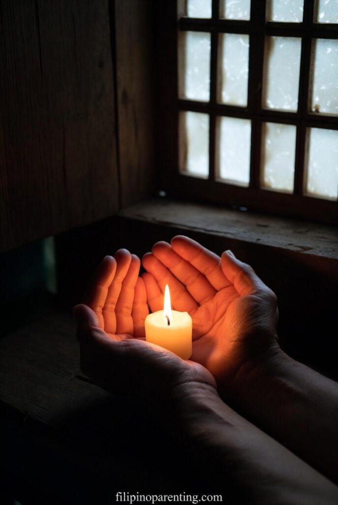 Tagalog Quotes Kahit Masakit Choosing to Love: 5 Unstoppable Truths Hands cupping a candle flame representing Tagalog Quotes Kahit Masakit Choosing to Love.