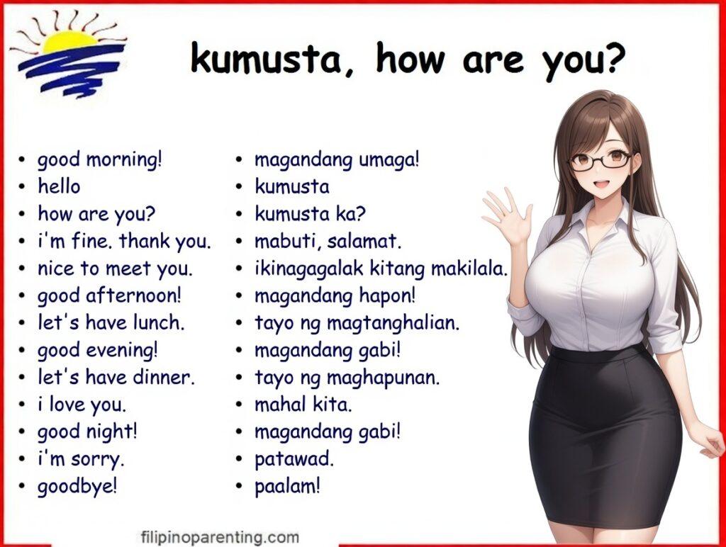 15+ Essential Tagalog Greetings: The Ultimate Guide to Filipino Phrases A comprehensive list of essential Tagalog greetings and phrases for adult learners, including Kumusta, Magandang Umaga, and Paalam.