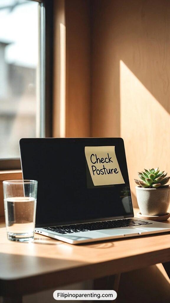 7 Fascinating Facts About the Neck in Tagalog (Leeg) for Health A laptop desk setup showing healthy posture habits to avoid pain in the neck in Tagalog